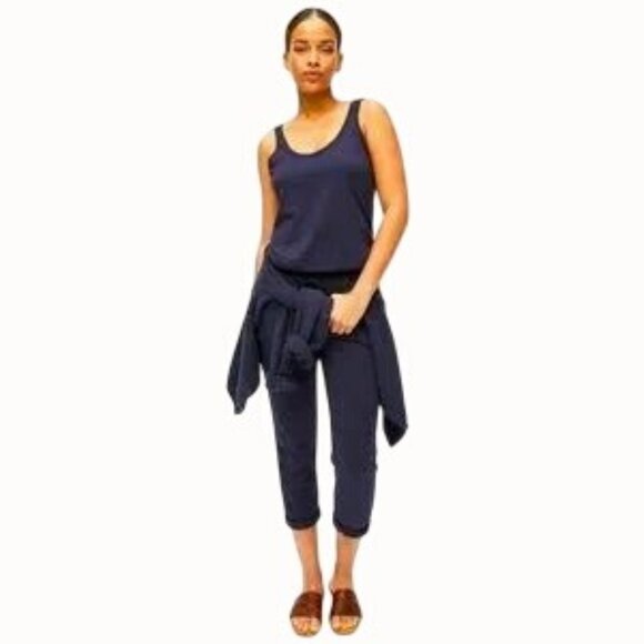 Michael Stars Navy Blue Sleeveless Drawstring Waist Jumpsuit Women's Size S - Picture 2 of 7